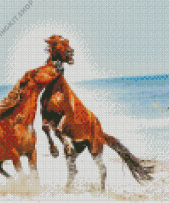 Fighting Horses Diamond Painting