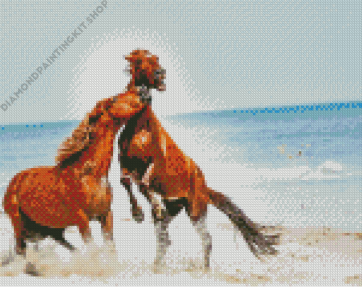 Fighting Horses Diamond Painting