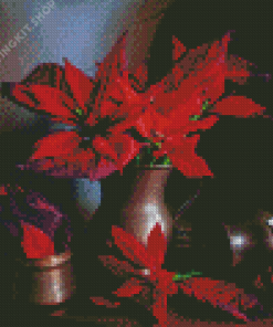 Poinsettia Flowers Still Life Diamond Painting