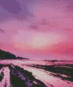 Purple Night Beach Diamond Painting