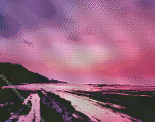 Purple Night Beach Diamond Painting