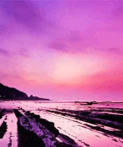 Purple Night Beach Diamond Painting