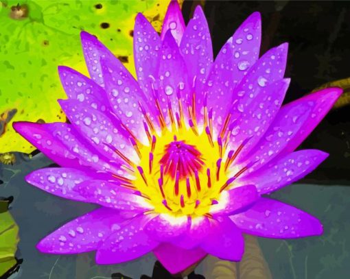 Purple Yellow Water Lily Diamond Painting