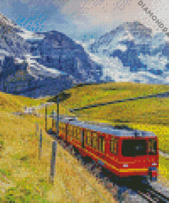 Railway Train In Alps Diamond Painting