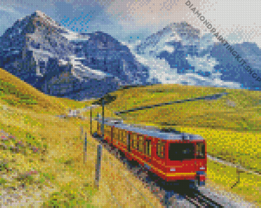 Railway Train In Alps Diamond Painting