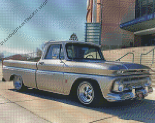 Silver 64 Chevy Stepside Truck Diamond Painting