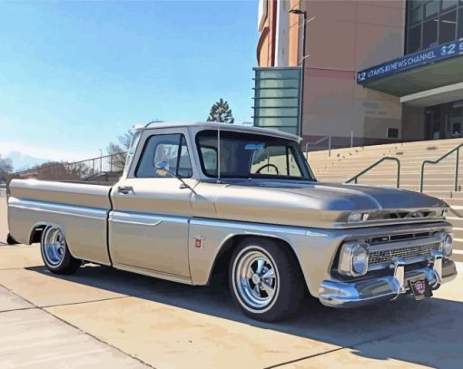 Silver 64 Chevy Stepside Truck Diamond Painting