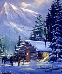 Snow Cabin Artwork Diamond Painting