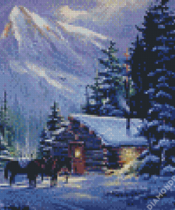 Snow Cabin Artwork Diamond Painting