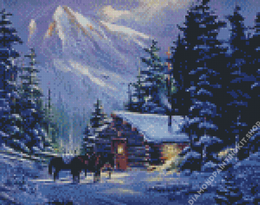 Snow Cabin Artwork Diamond Painting