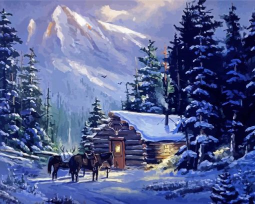 Snow Cabin Artwork Diamond Painting