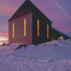 Snow Church Sunset Diamond Painting