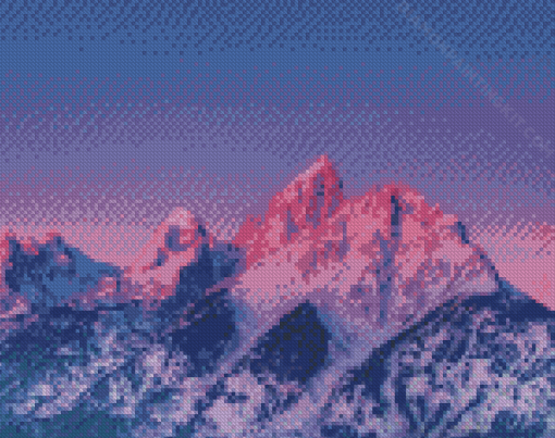 Snowy Pink Mountains Diamond Painting