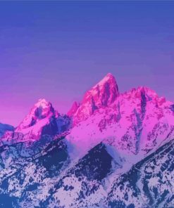 Snowy Pink Mountains Diamond Painting