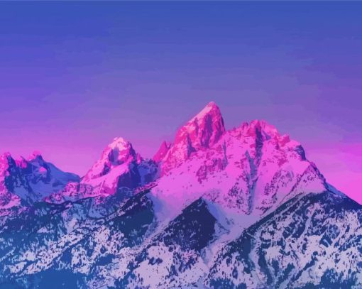 Snowy Pink Mountains Diamond Painting