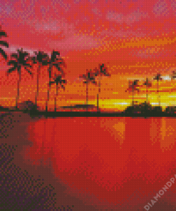 Sunset At Kahala Beach Diamond Painting