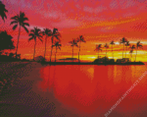 Sunset At Kahala Beach Diamond Painting