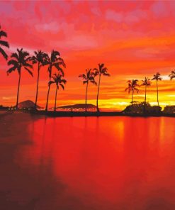 Sunset At Kahala Beach Diamond Painting