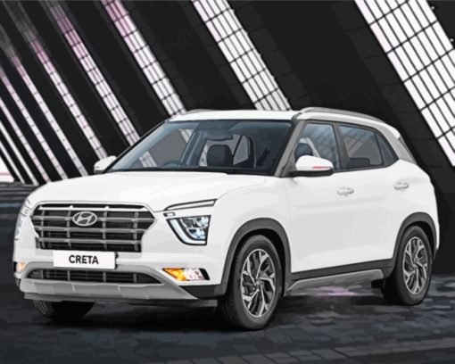 White Hyundai Creta Diamond Painting