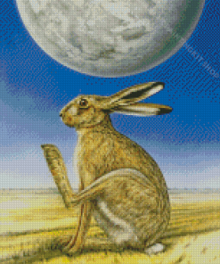 Aesthetic Moon Gazing Hare Diamond Painting