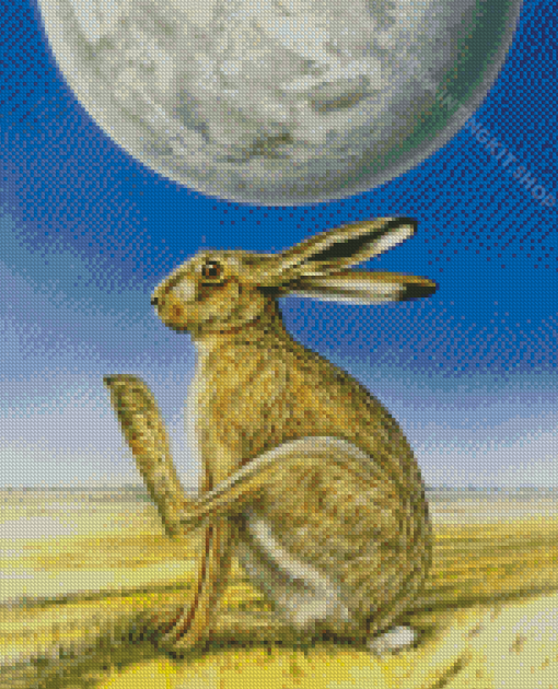 Aesthetic Moon Gazing Hare Diamond Painting