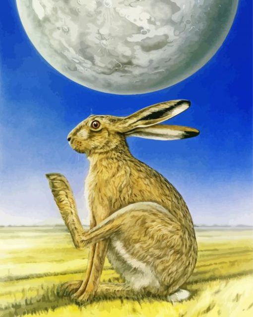 Aesthetic Moon Gazing Hare Diamond Painting