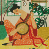 Asian Lady Playing Banjos Diamond Painting