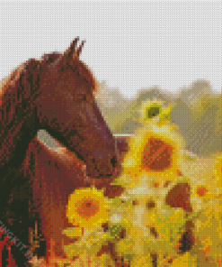 Beautiful Horse With Sunflowers Diamond Painting