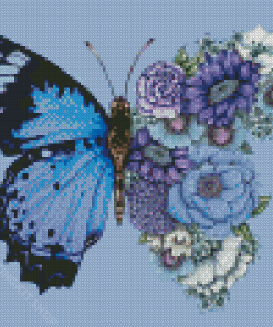 Blue Butterflies And Blooms Diamond Painting