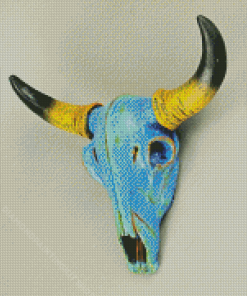 Blue Cow Skull Diamond Painting