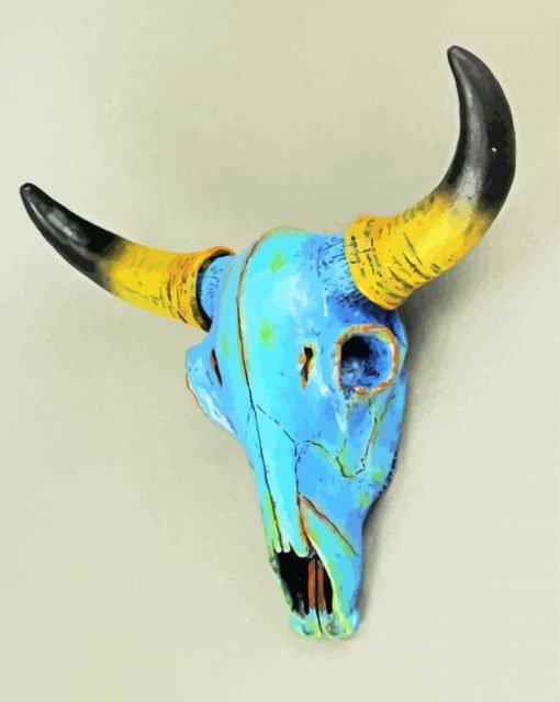 Blue Cow Skull Diamond Painting