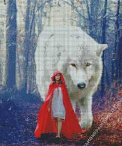 Cool Wolf And Girl Diamond Painting