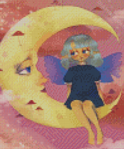 Cute Fairy On The Moon Diamond Painting