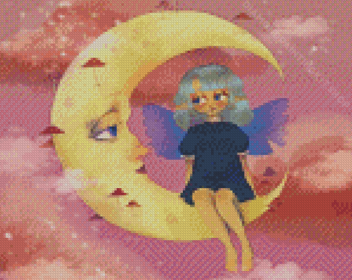 Cute Fairy On The Moon Diamond Painting