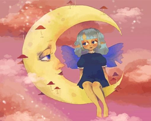 Cute Fairy On The Moon Diamond Painting