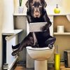 Cute Dog In Toilet Diamond Painting