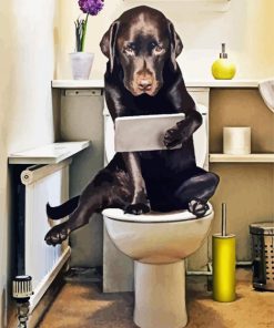 Cute Dog In Toilet Diamond Painting