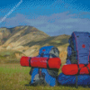 Blue And Red Trip Tools In Mountains Diamond Painting