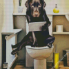 Cute Dog In Toilet Diamond Painting