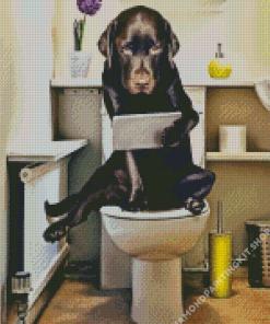 Cute Dog In Toilet Diamond Painting