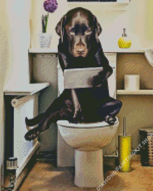 Cute Dog In Toilet Diamond Painting