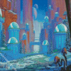 Fantasy Blue Buildings Diamond Painting