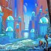 Fantasy Blue Buildings Diamond Painting