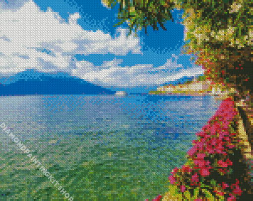 Flowers On The Lakeside Of Bellagio Province Of Como Diamond Painting