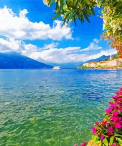 Flowers On The Lakeside Of Bellagio Province Of Como Diamond Painting