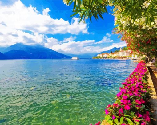 Flowers On The Lakeside Of Bellagio Province Of Como Diamond Painting