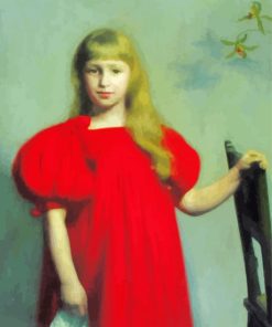 Girl In Red Dress Diamond Painting