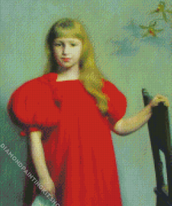 Girl In Red Dress Diamond Painting