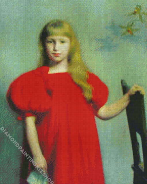 Girl In Red Dress Diamond Painting