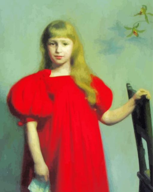 Girl In Red Dress Diamond Painting